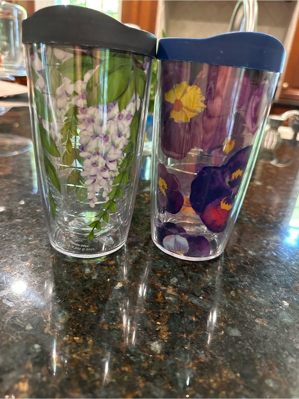 Set of 2 Tervis 16oz Tumblers Wisteria and Watercolor Pansy